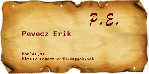 Pevecz Erik névjegykártya